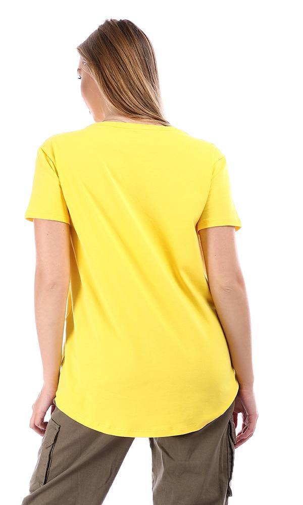 95035 "Ravin" Printed Slip On Cotton T-Shirt - Yellow - Ravin 