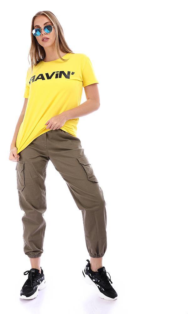 95035 "Ravin" Printed Slip On Cotton T-Shirt - Yellow - Ravin 