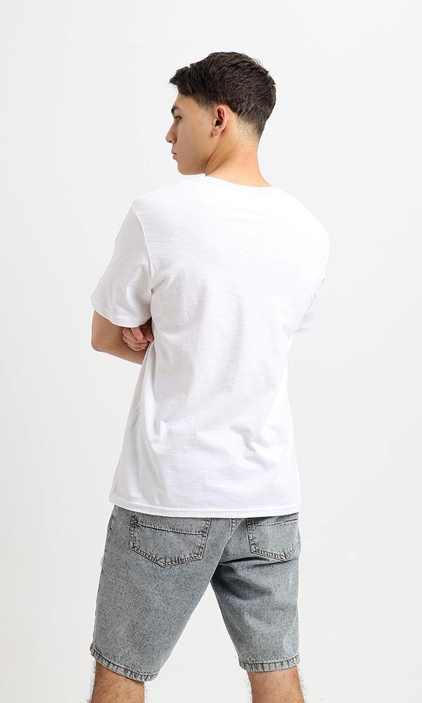 95079 Front Graphic Printed White Short Sleeves Tee - Ravin 