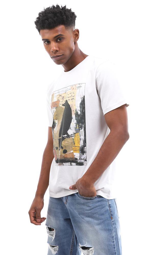 95084 Slip-On Light Grey Raven Printed T-Shirt - Ravin 