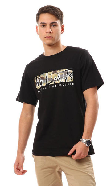 95091 "No Limits" Printed Short Sleeves Black T-Shirt - Ravin 