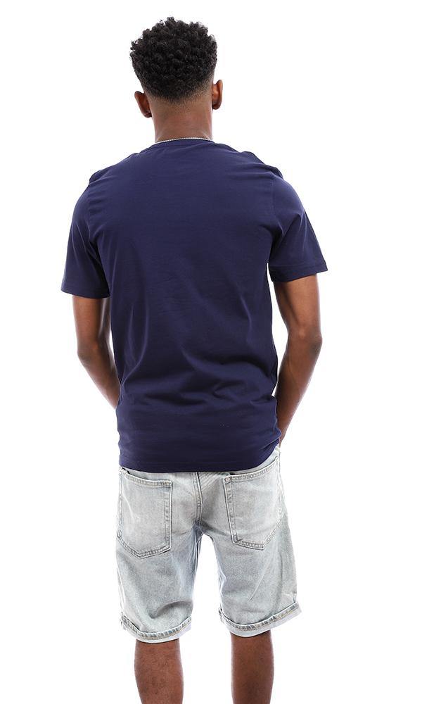 95094 Summer Printed Navy Blue Cotton T-Shirt - Ravin 