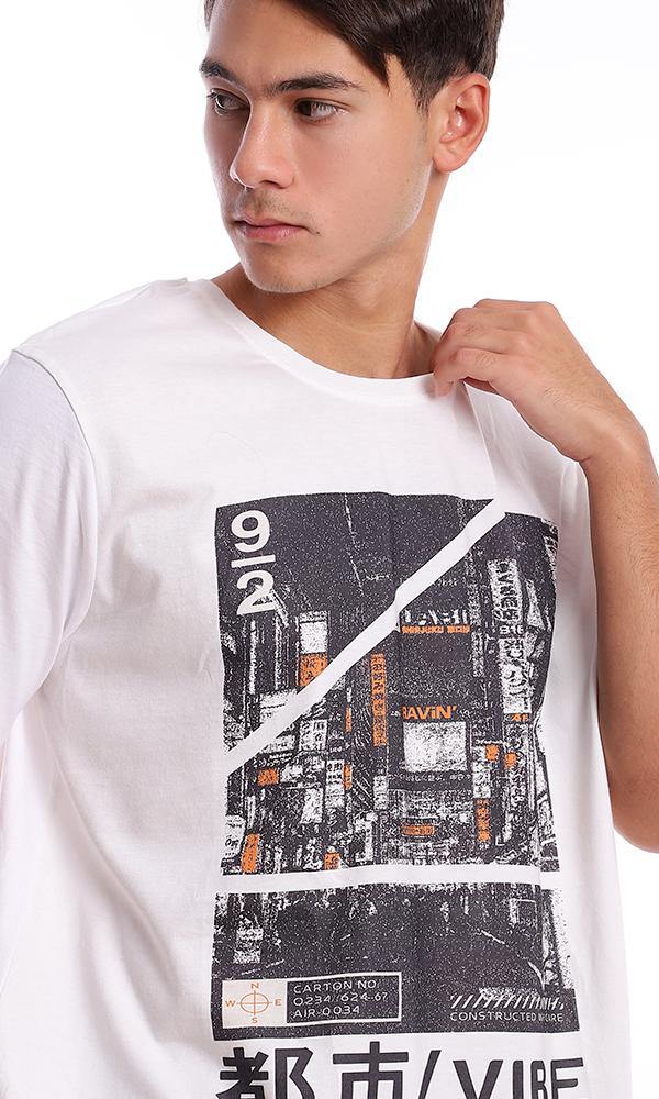 95099 Front Printed Short Sleeves Off-White Tee - Ravin 
