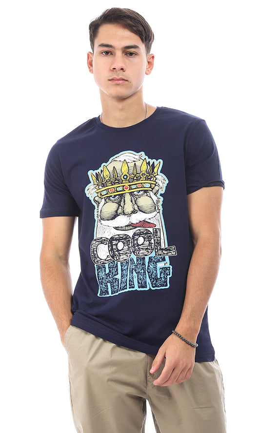 95131 "Cool King" Printed Navy Blue Slip On T-Shirt
