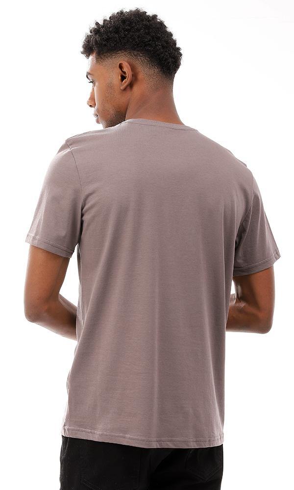 95138 Cotton Tee With Trendy Front Print - Dark Grey - Ravin 