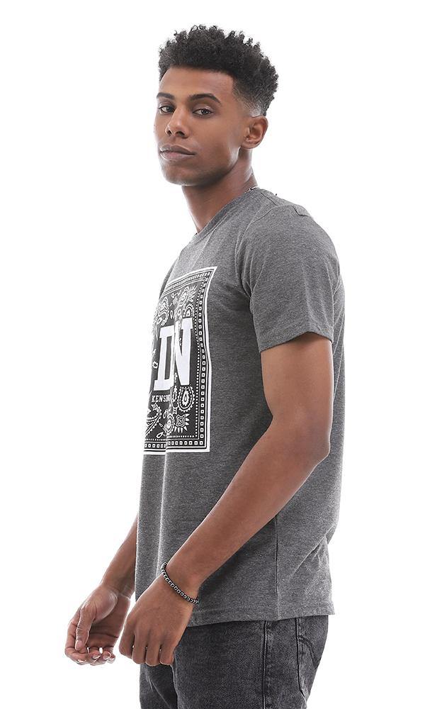 95144 Front Squared Printing Heather Dark Grey T-shirt - Ravin 