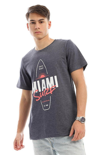 95147 "Miami Surf" Heather Navy Blue Slip On Tee - Ravin 