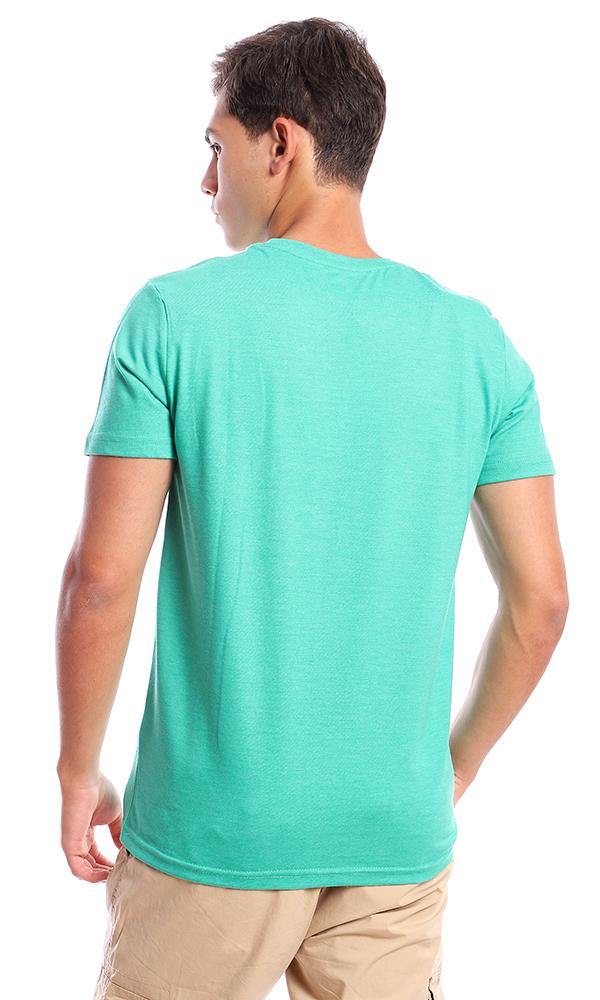 95163 Short Sleeves Green Crew Neck Printed Tee - Ravin 