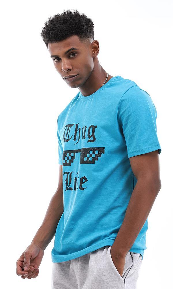 95168  Thug Life Printed Heather Turquoise Summer T-shirt - Ravin 