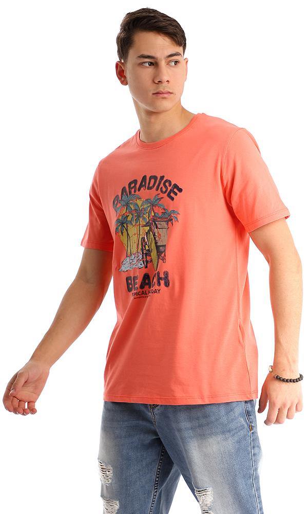 95173 Printed Paradise Beach Coral Casual Tee - Ravin 