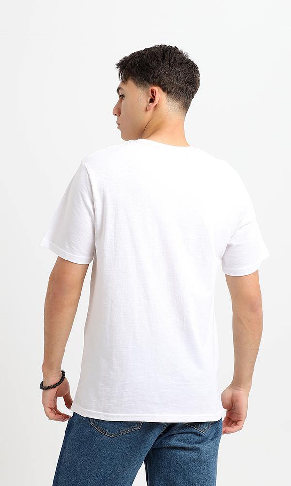 95193 Short Sleeves White Printed Round Neck Tee - Ravin 