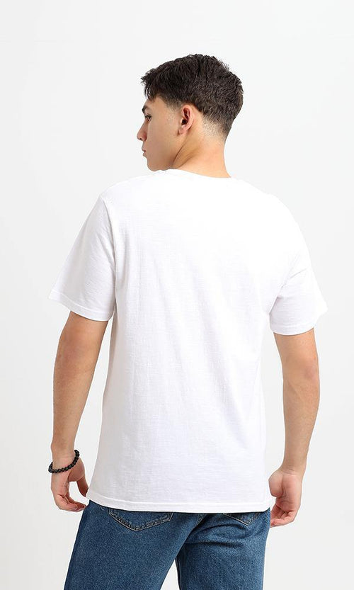 95193 Short Sleeves White Printed Round Neck Tee - Ravin 