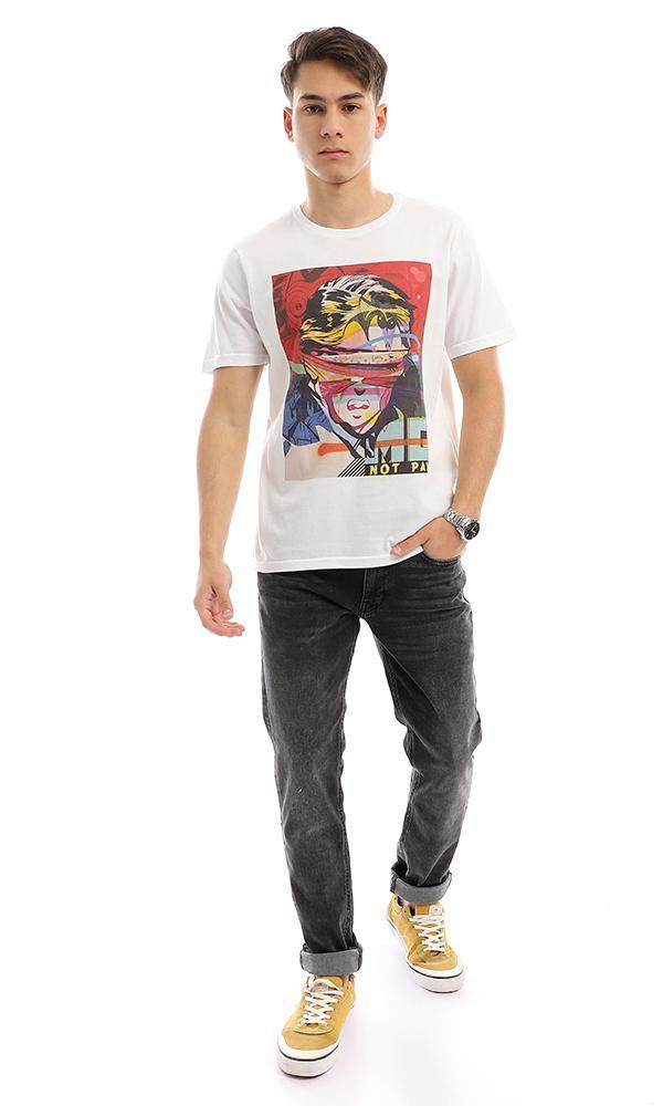 95196 Front Colorful Print " Not Pay" White Tee - Ravin 