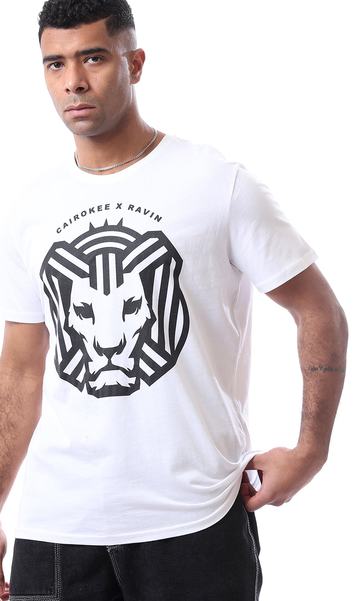 95207 "Cairokee" Printed Slip On White T-Shirt