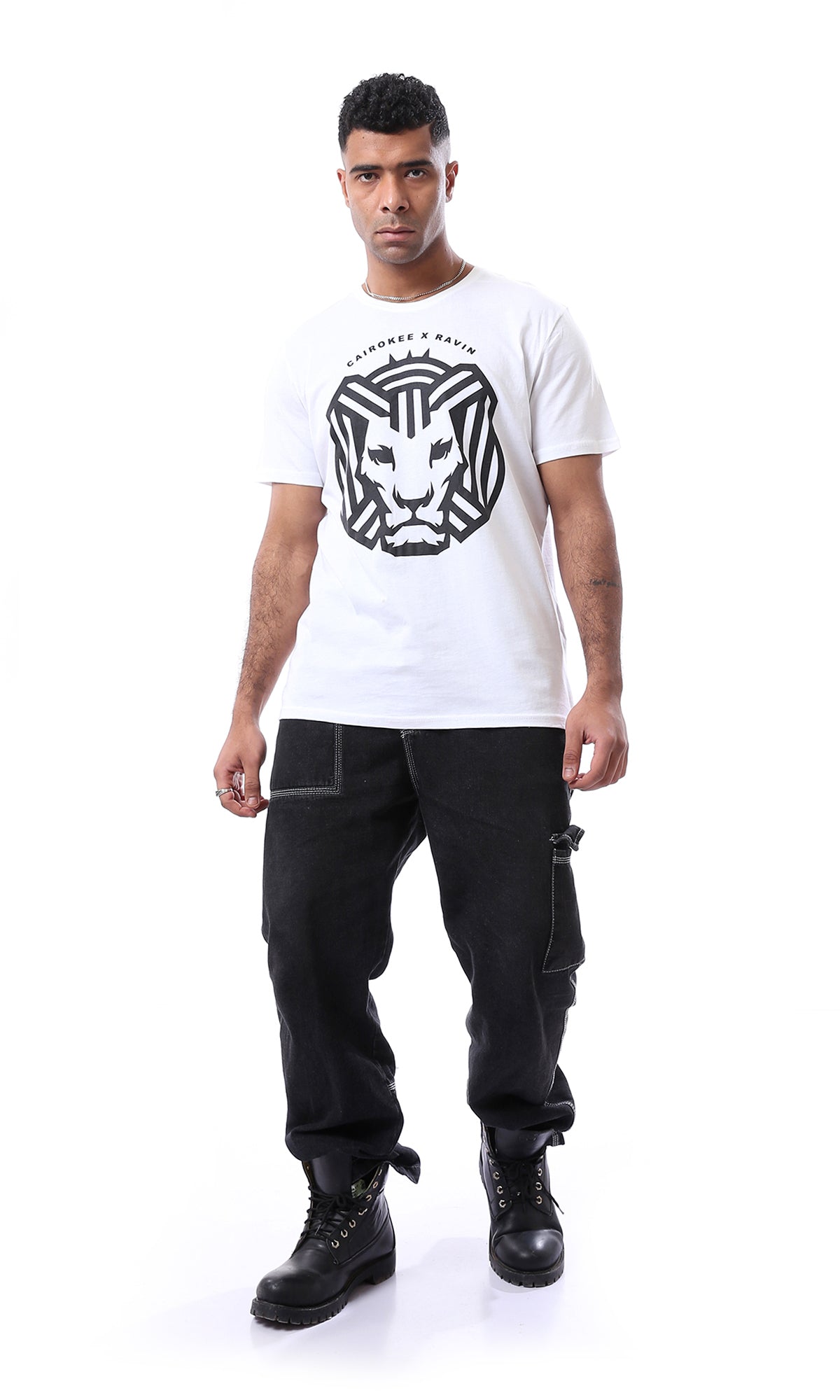 95207 "Cairokee" Printed Slip On White T-Shirt