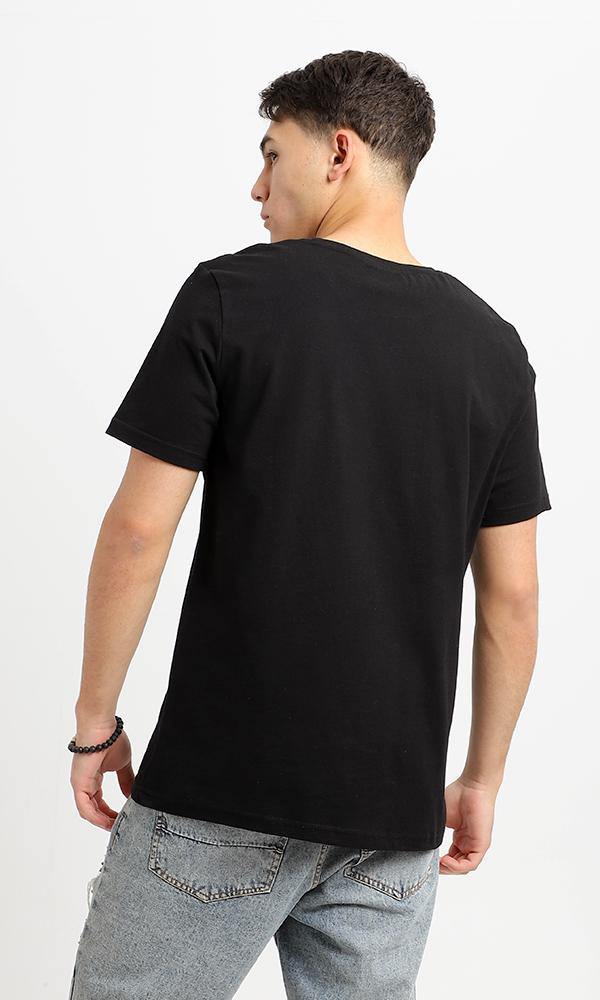 95216 Short Sleeves Black Printed Summer Tee - Ravin 