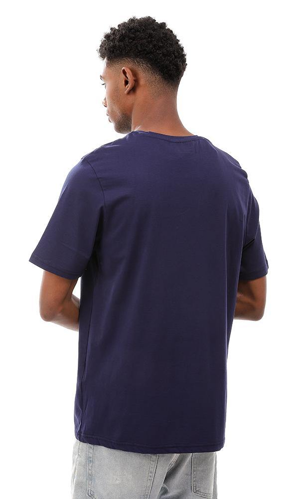 95226 Printed Casual Slip On Navy Blue T-Shirt - Ravin 