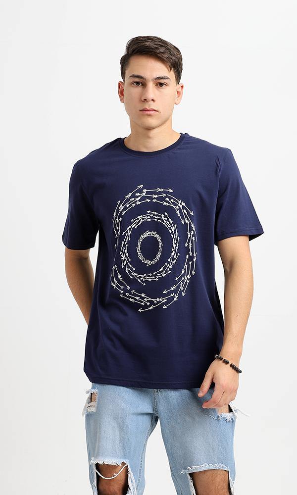 95233 Printed Circular Arrows Navy Blue Comfy Tee - Ravin 