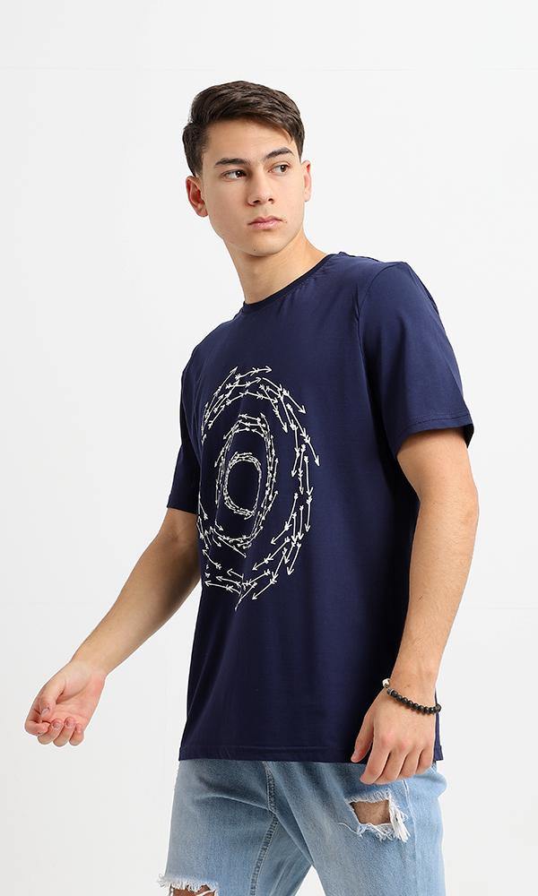 95233 Printed Circular Arrows Navy Blue Comfy Tee - Ravin 