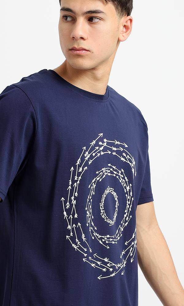 95233 Printed Circular Arrows Navy Blue Comfy Tee - Ravin 
