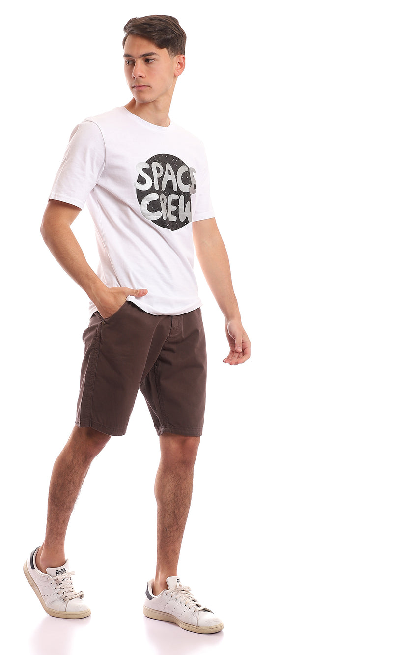 95240 Plain Fly Zip Button Closure Dark Brown Short