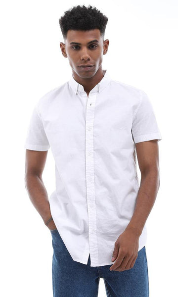 95291 Simple Self Pattern Buttoned Down White Shirt - Ravin 