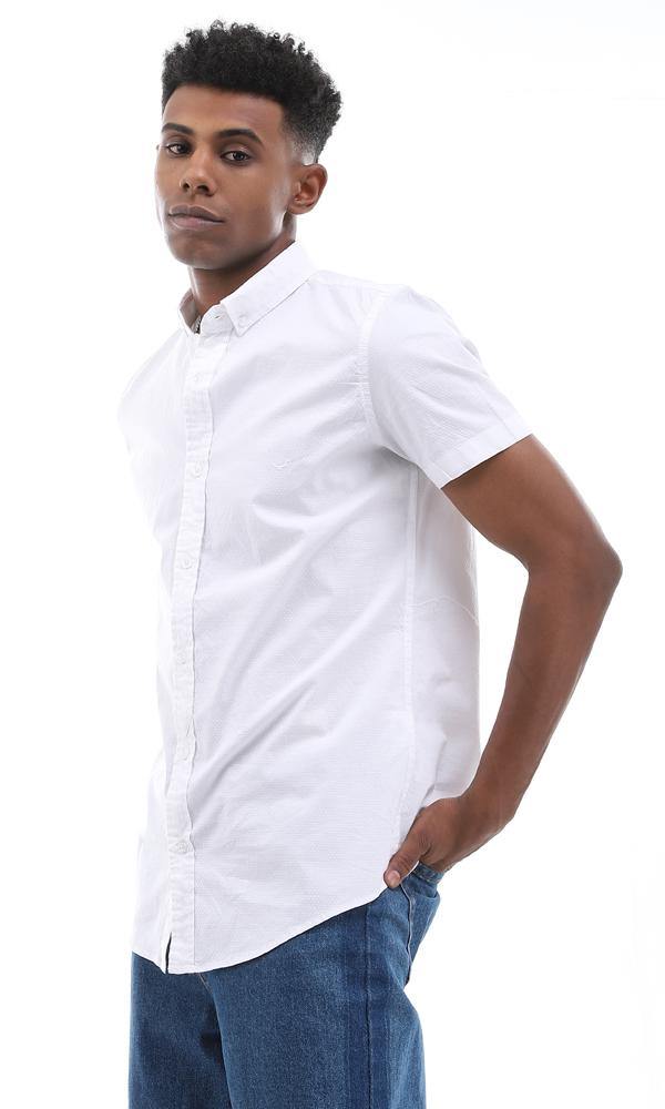 95291 Simple Self Pattern Buttoned Down White Shirt - Ravin 