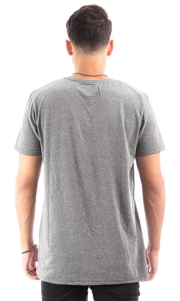 95297 Printed Crew Neck Comfy Heather Dark Grey Tee - Ravin 