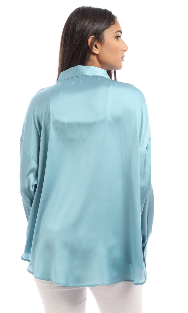 95303 Stain Full Sleeves Shirt With Chest Pockets - Dark Mint