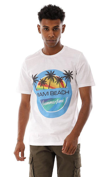 95434 Miami Beach Summer Printed T-Shirt - White - Ravin 