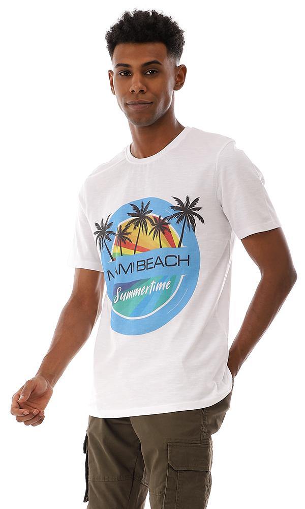 95434 Miami Beach Summer Printed T-Shirt - White - Ravin 