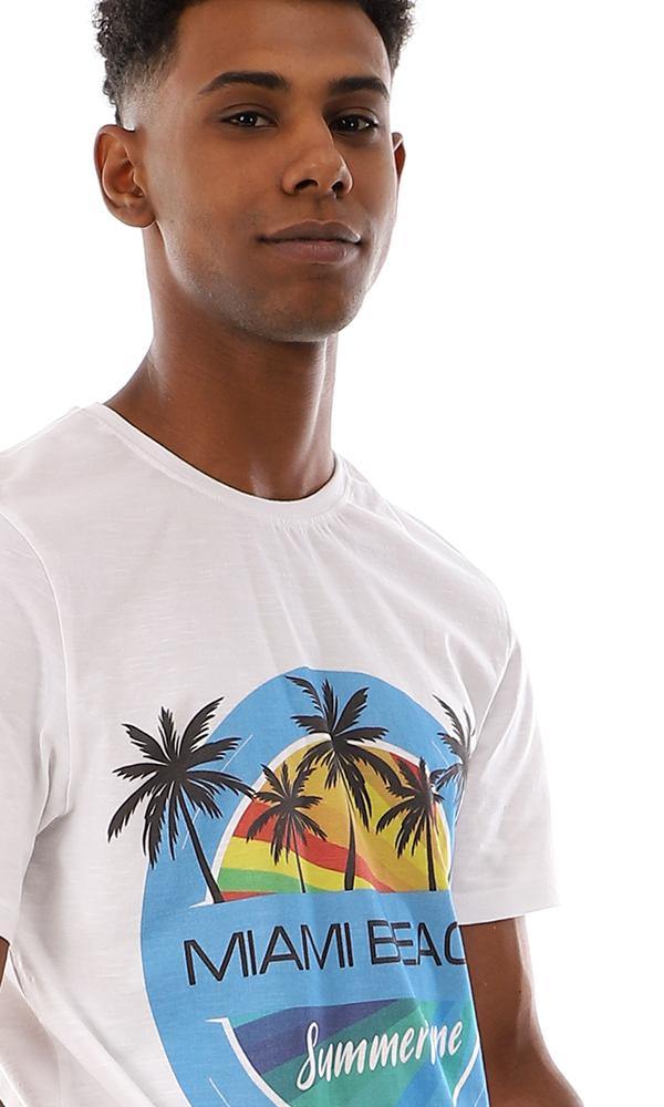95434 Miami Beach Summer Printed T-Shirt - White - Ravin 