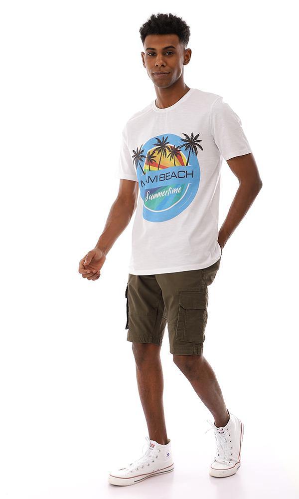 95434 Miami Beach Summer Printed T-Shirt - White - Ravin 