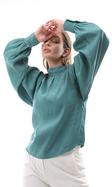 95439 Dolman Long Sleeves Emerlad Green Blouse - Ravin 