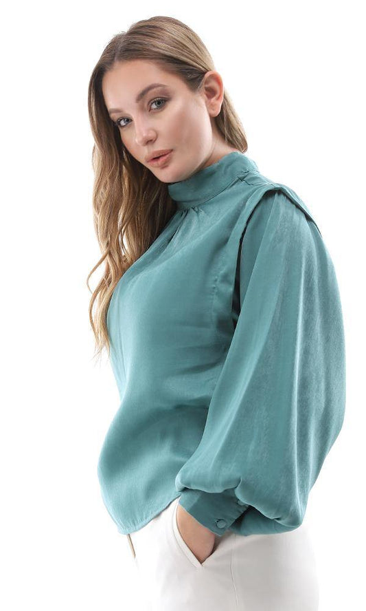 95439 Dolman Long Sleeves Emerlad Green Blouse - Ravin 