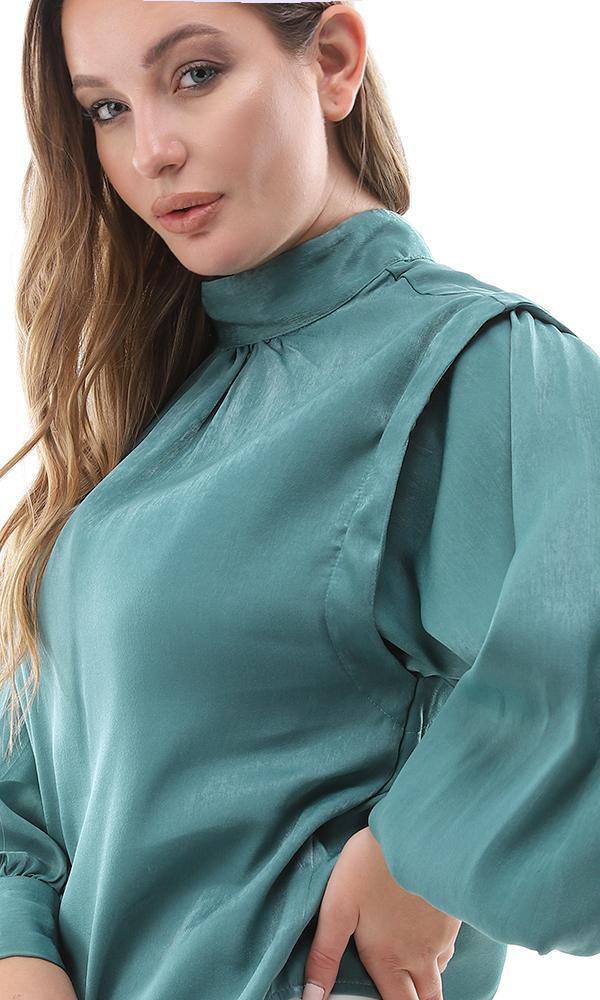 95439 Dolman Long Sleeves Emerlad Green Blouse - Ravin 