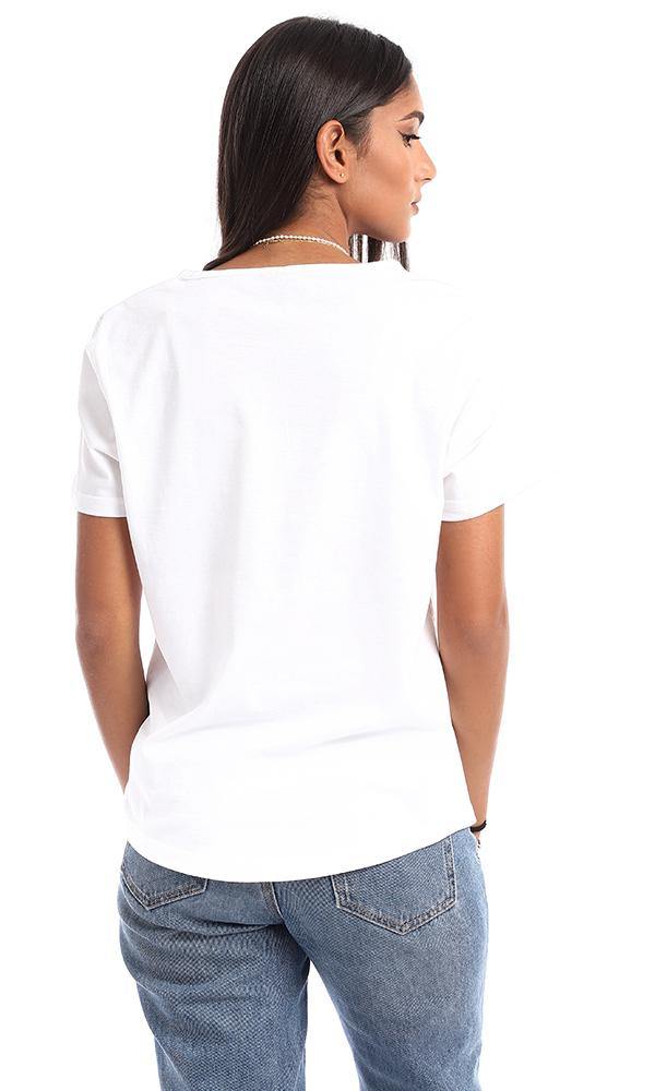 95465 Cool Rainbow Printing White Tee - Ravin 