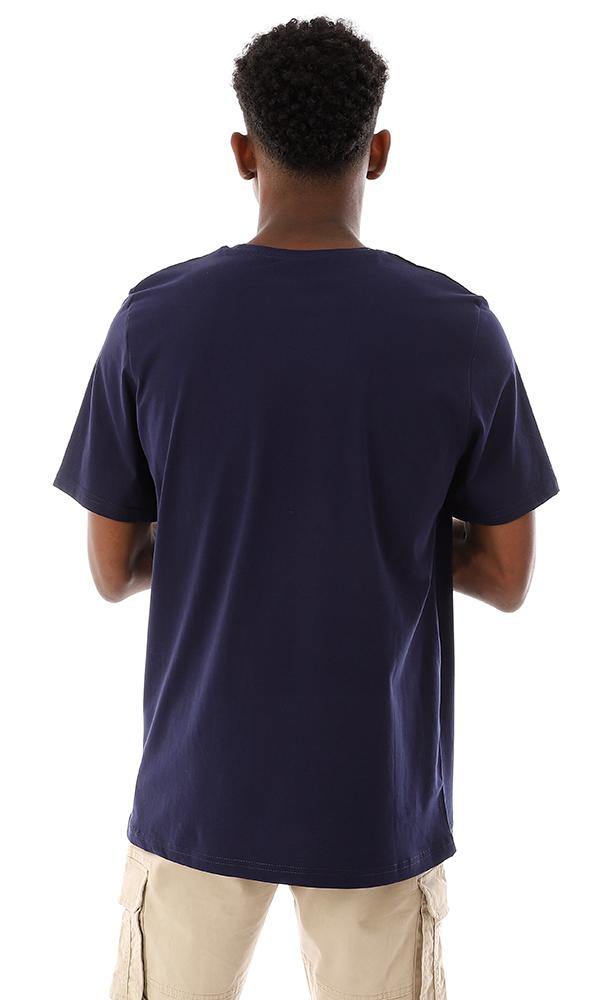 95499 Half Sleeves Cotton Navy Blue Printed T-Shirt - Ravin 