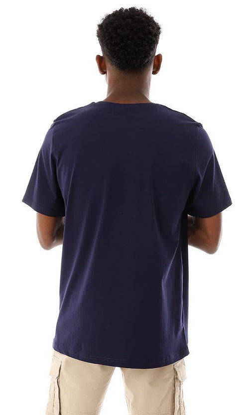 95499 Half Sleeves Cotton Navy Blue Printed T-Shirt - Ravin 