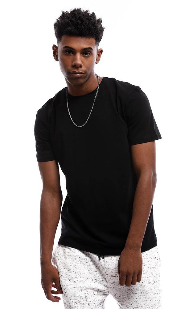 95512 Plain Half Sleeves Cotton Basic T-Shirt - Black - Ravin 