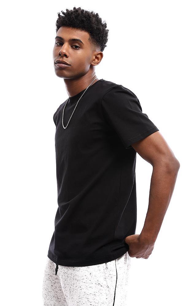 95512 Plain Half Sleeves Cotton Basic T-Shirt - Black - Ravin 