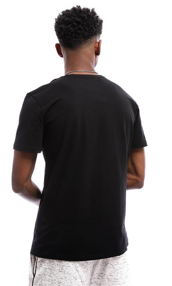 95512 Plain Half Sleeves Cotton Basic T-Shirt - Black - Ravin 