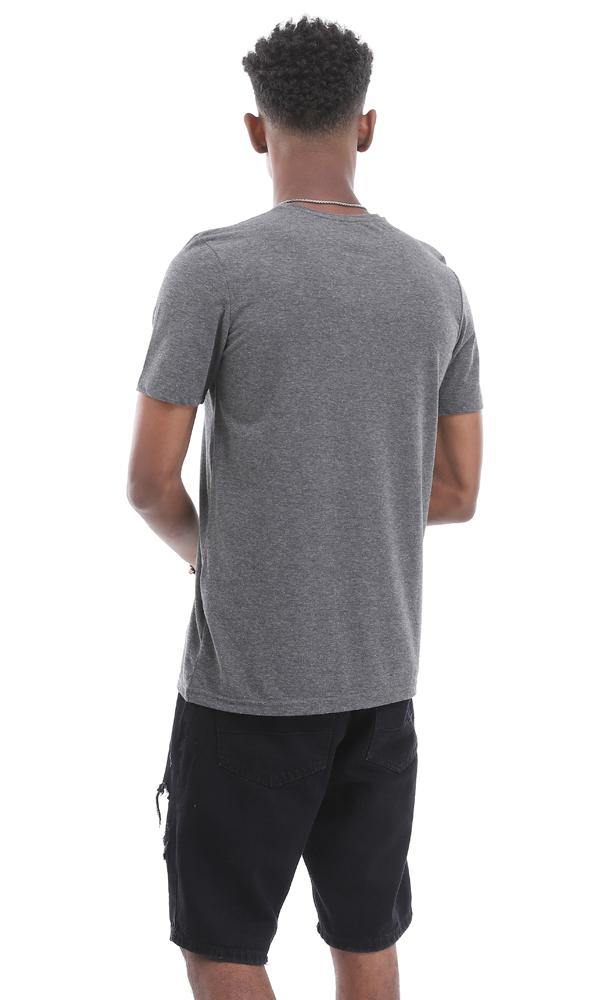 95515 Built To Explore Printed Heather Dark Grey Casual Tee - Ravin 