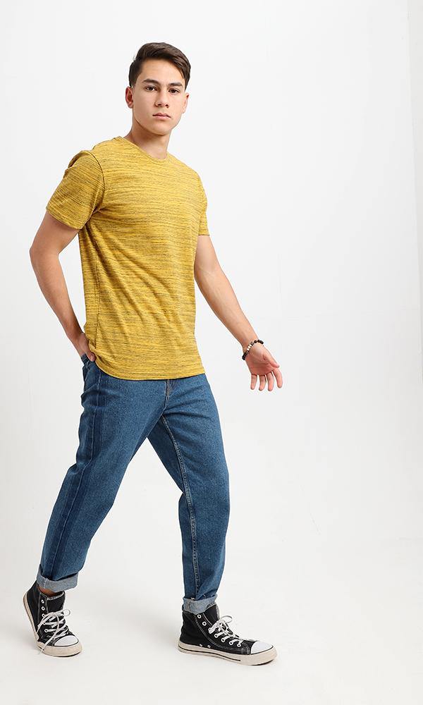 95527 Crew Neck Short Sleeves Heather Mustard Tee - Ravin 