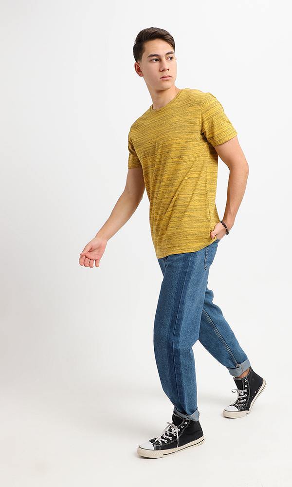 95527 Crew Neck Short Sleeves Heather Mustard Tee - Ravin 