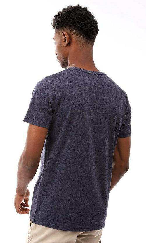 95531 Printed Summer Comfy T-Shirt - Heather Navy Blue - Ravin 