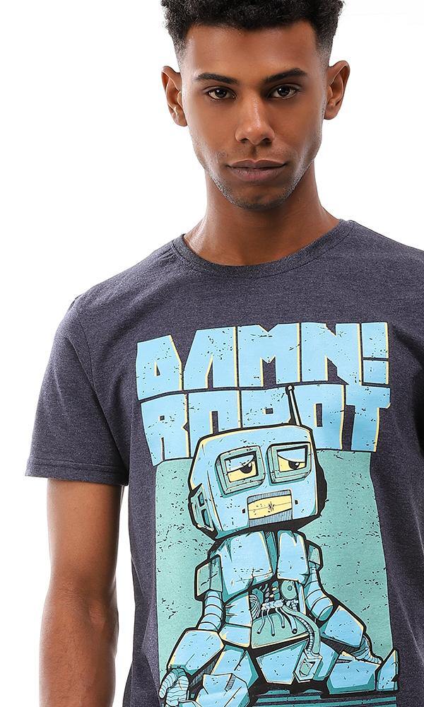 95531 Printed Summer Comfy T-Shirt - Heather Navy Blue - Ravin 