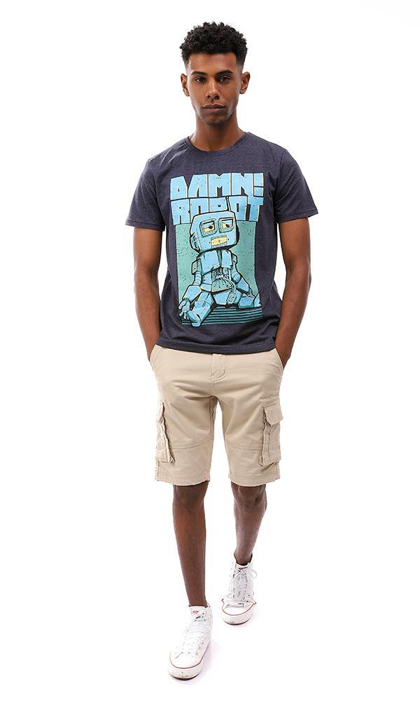 95531 Printed Summer Comfy T-Shirt - Heather Navy Blue - Ravin 