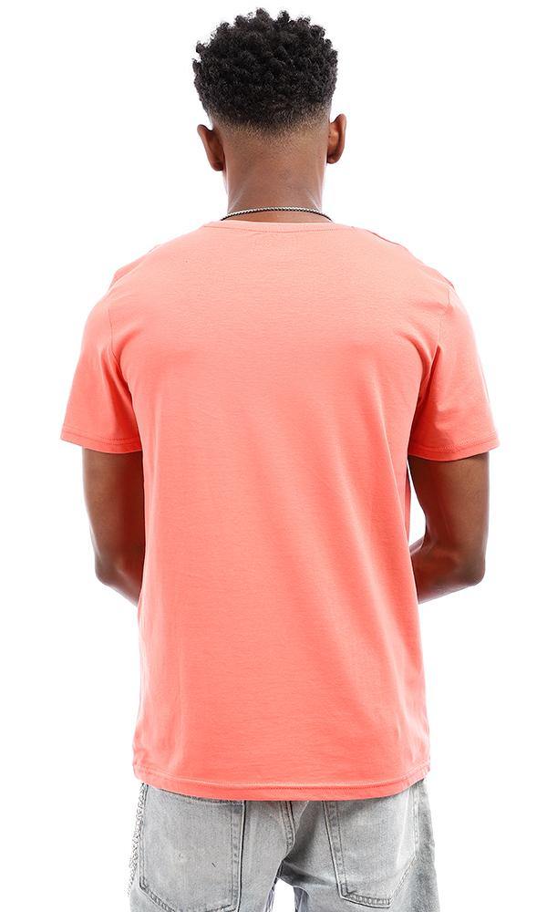 95549 "The Steam Punk" Printed Slip On T-Shirt - Coral Orange - Ravin 