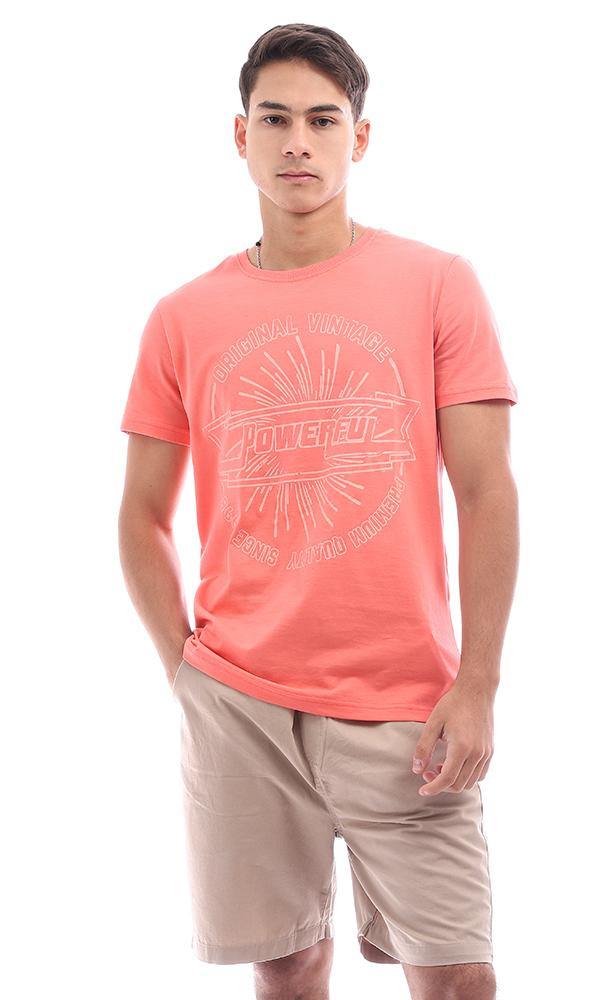 95551 Short Sleeves Coral Printed Crew Neck Tee - Ravin 